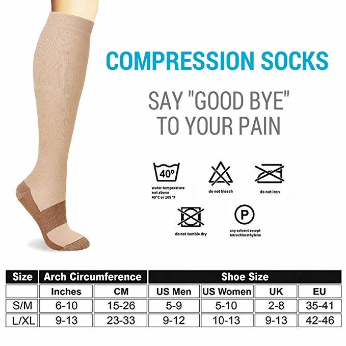 Best for 20-30 Mmhg Copper Anti-Bacterial Running Athletic Flight Travel Sport Fashion Men Sock Compression Socks